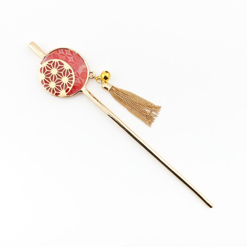 Japanska Kanzashi Asanoha Röd