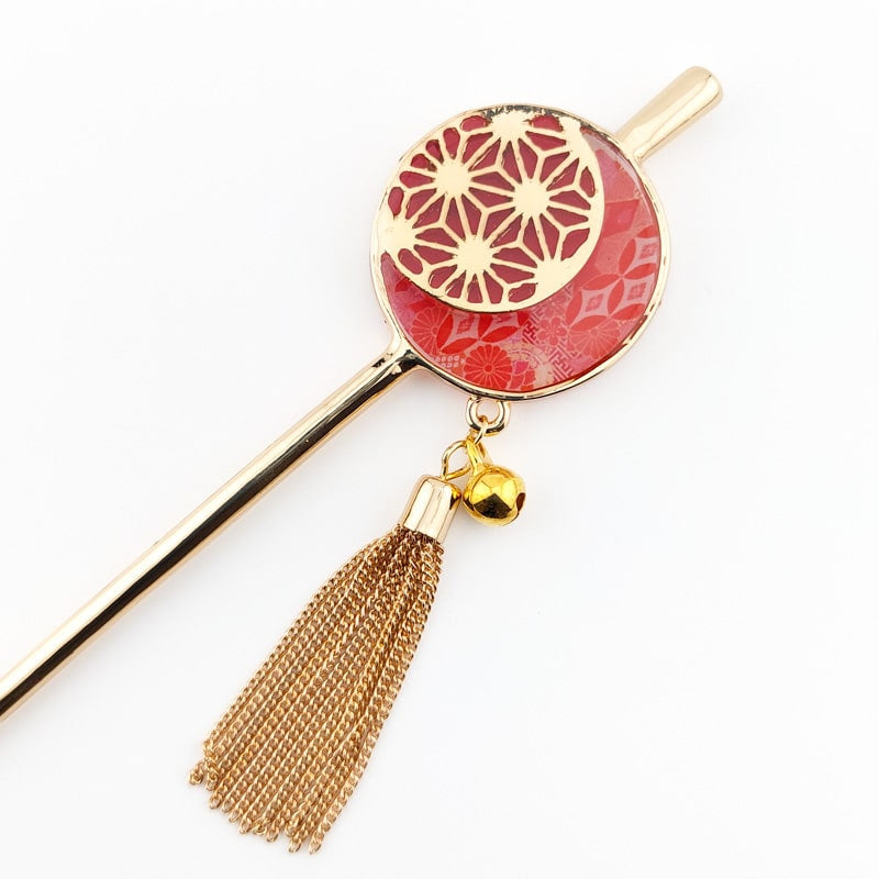 Japanska Kanzashi Asanoha Röd
