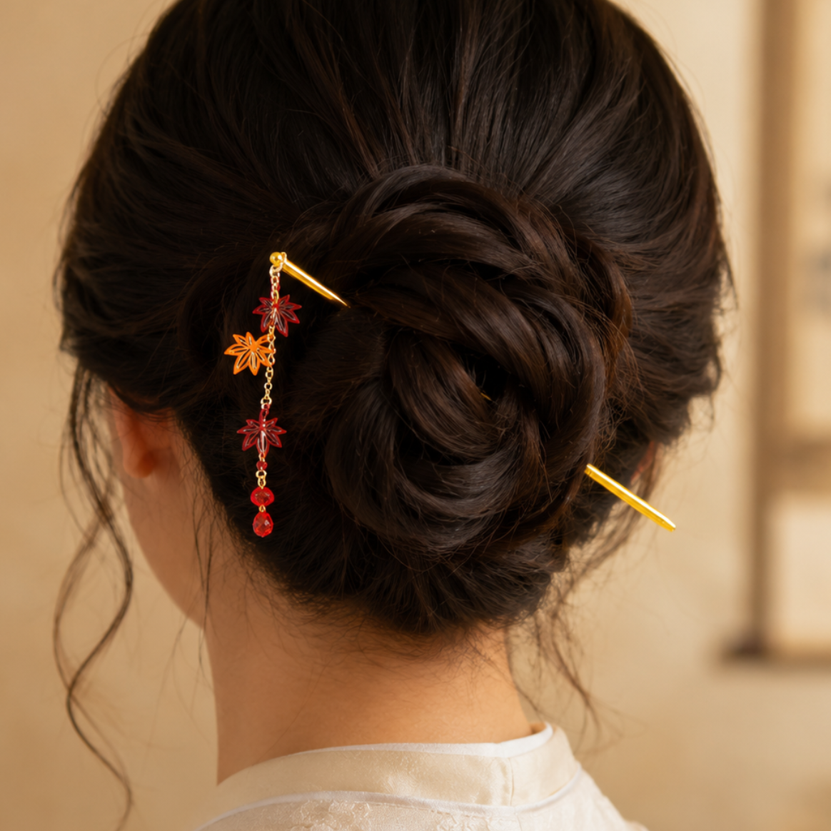 Japanska Kanzashi – Momiji-blad