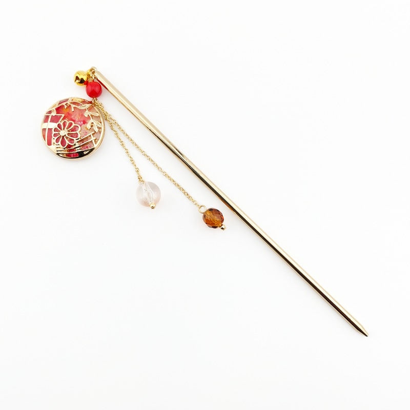 Japanska Kanzashi Temari Röd