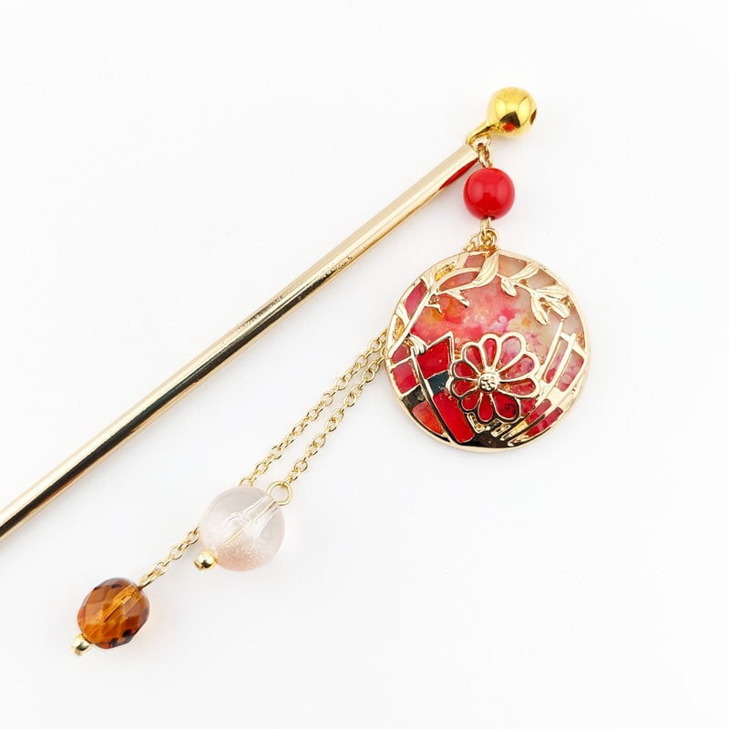 Japanska Kanzashi Temari Röd