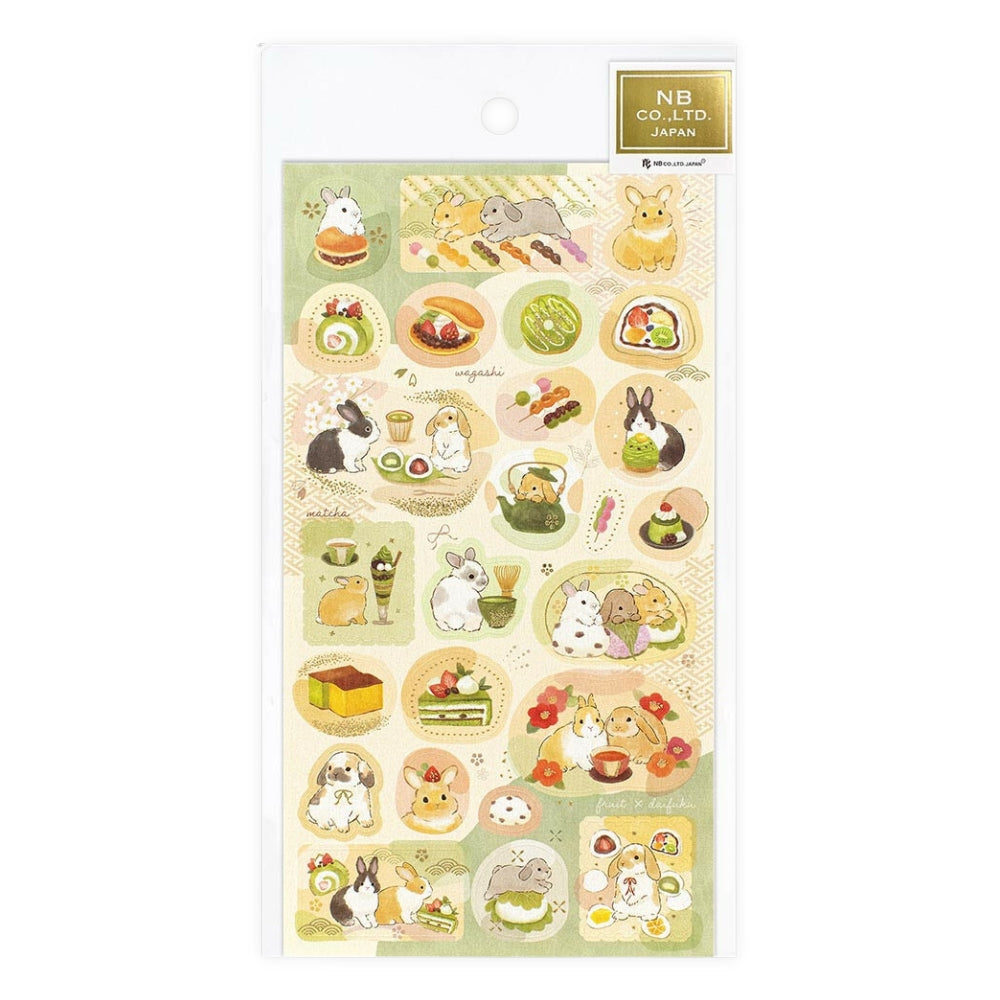 Japanska Klistermärken - Kaniner & Wagashi