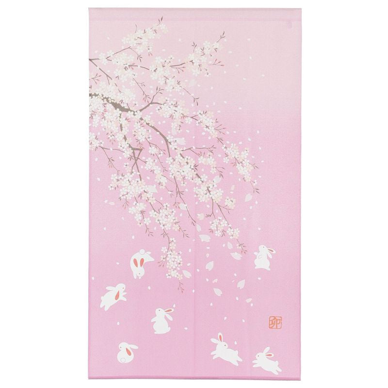Japanska Noren Sakura Usagi 85 x 150 cm
