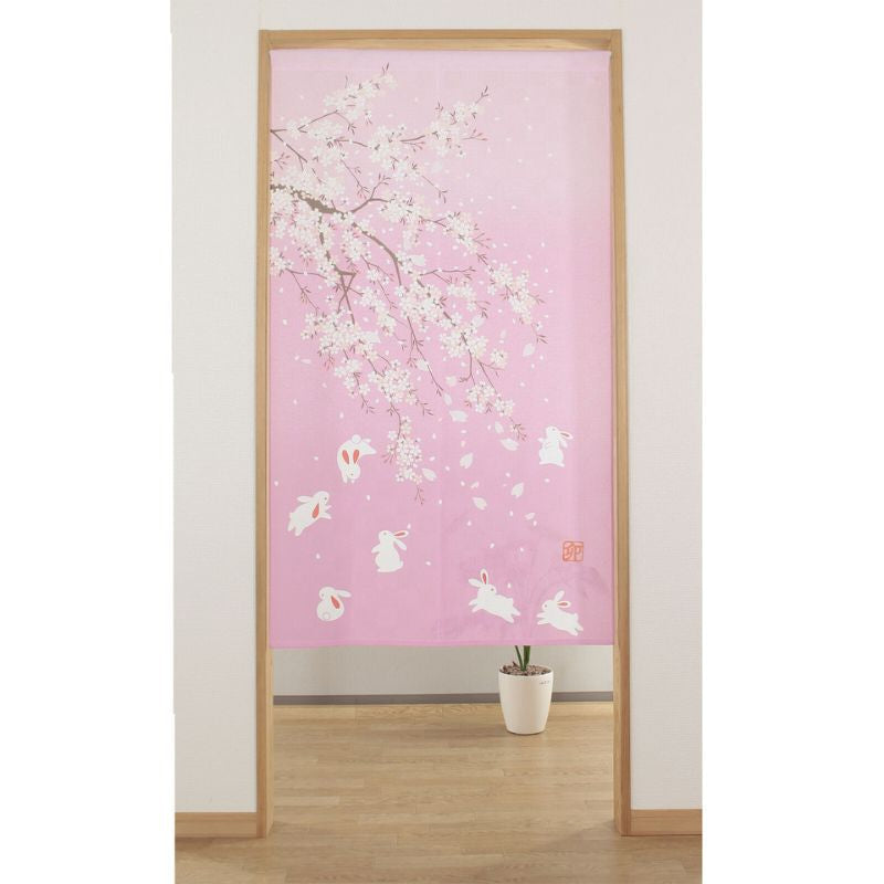 Japanska Noren Sakura Usagi 85 x 150 cm