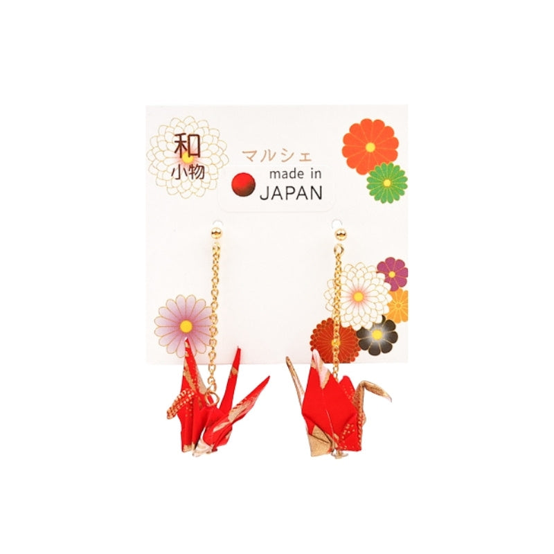 Japanska örhängen med röd krankedja