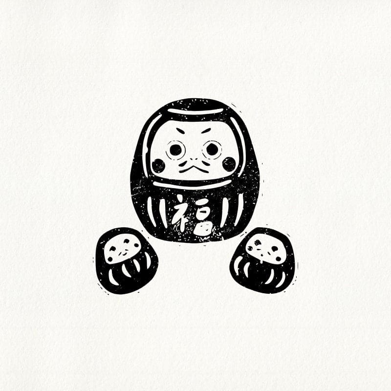 Japanskt frimärke Daruma av Tomikohan