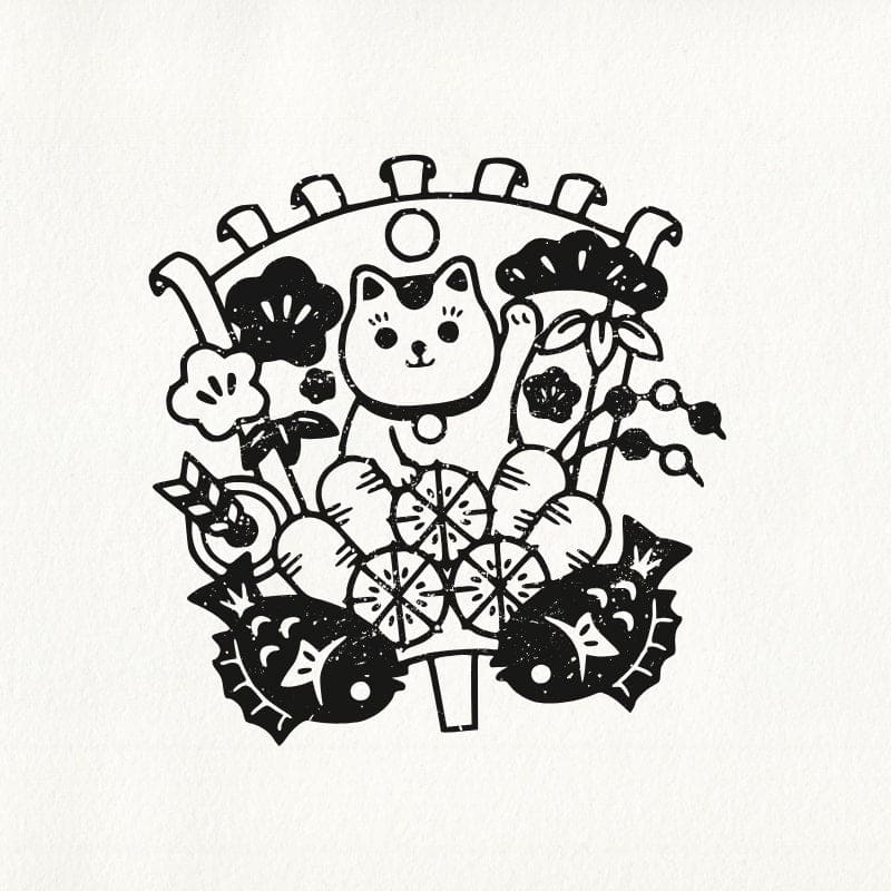 Japanskt frimärke Maneki Neko XL
