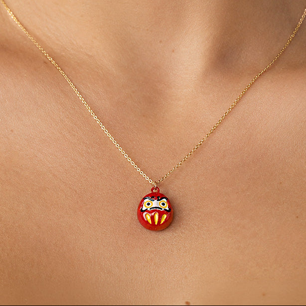 Japanskt Halsband - Liten Daruma Hänge