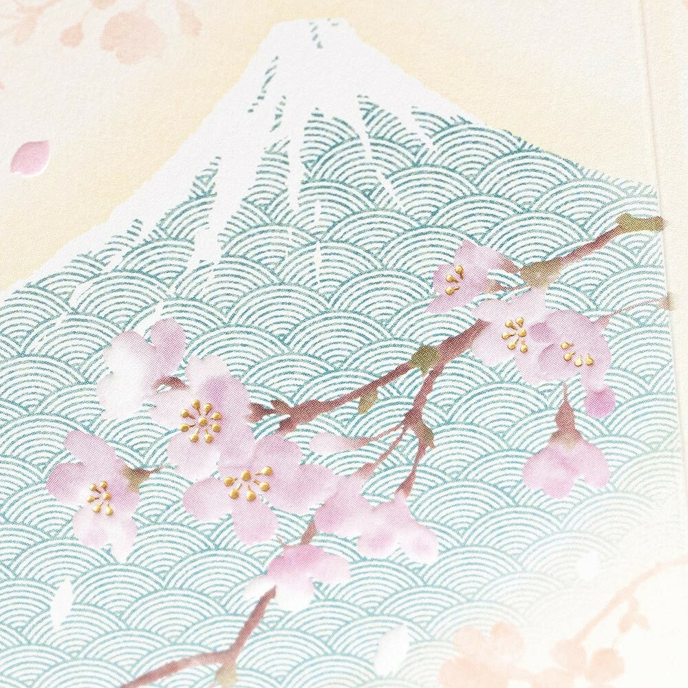 Japanskt Kort - Fuji & Körsbärsblommor