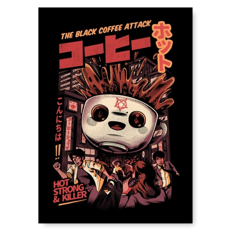 Japanskt svart kaffe affisch A3