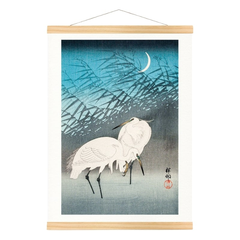 Japanskt tryck Egrets & Reeds A3
