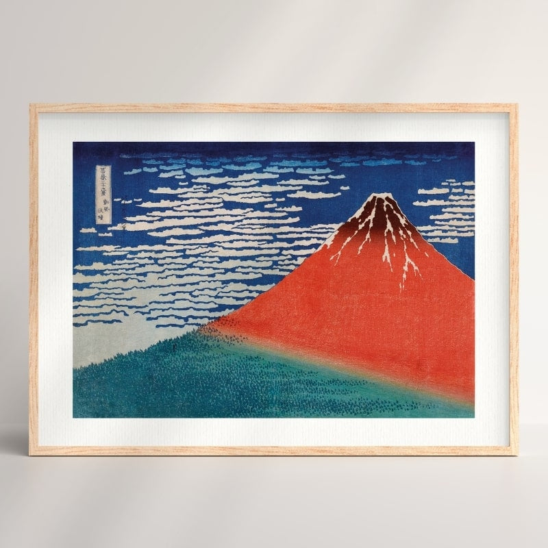 Japanskt tryck Mount Fuji Röd A3