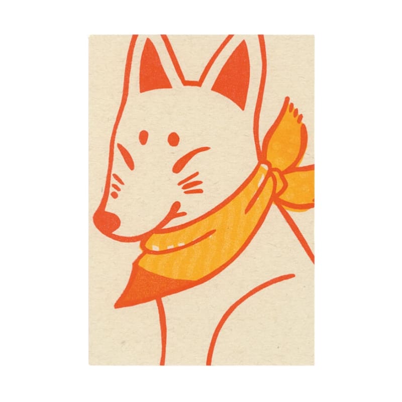 Japanskt vykort Kitsune