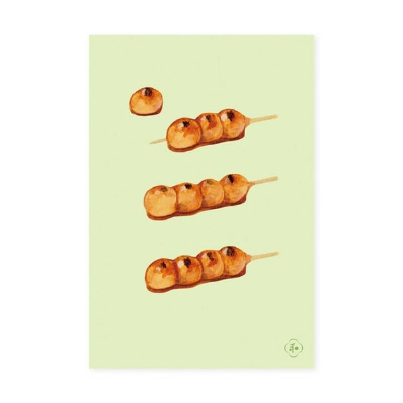 Japanskt vykort Mitarashi Dango