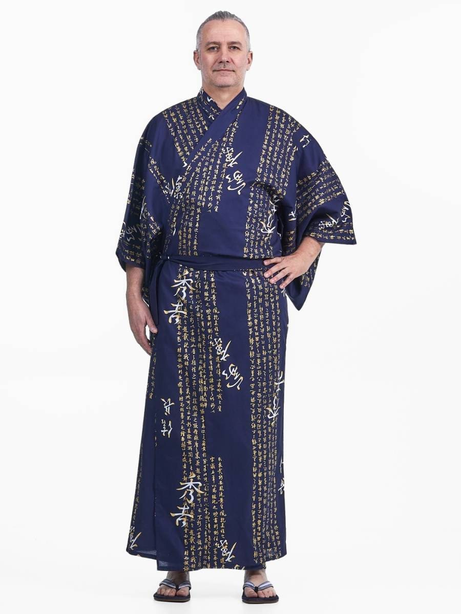 Kanji Yukata Kimono för män S