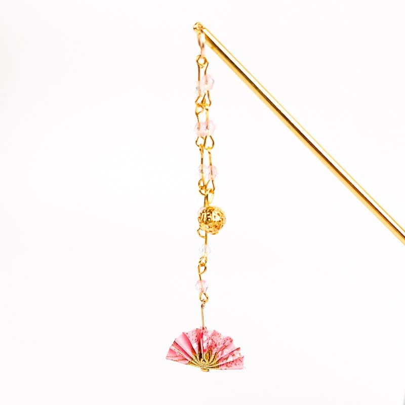 Kanzashi japansk rosa solfjäder