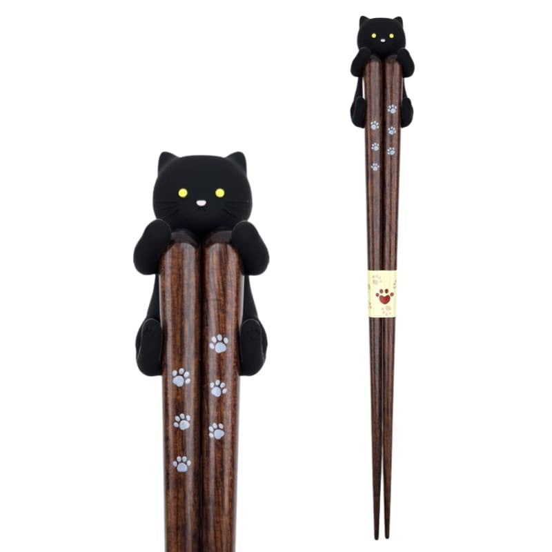 Kawaii japanska ätpinnar Svart katt