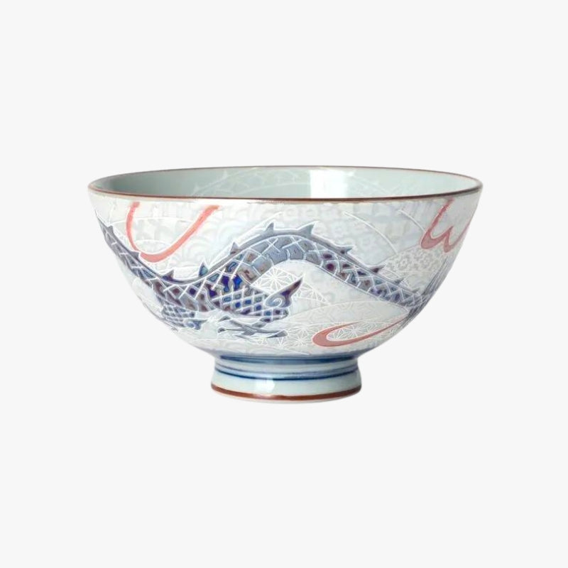 Keramisk skål med japansk drake