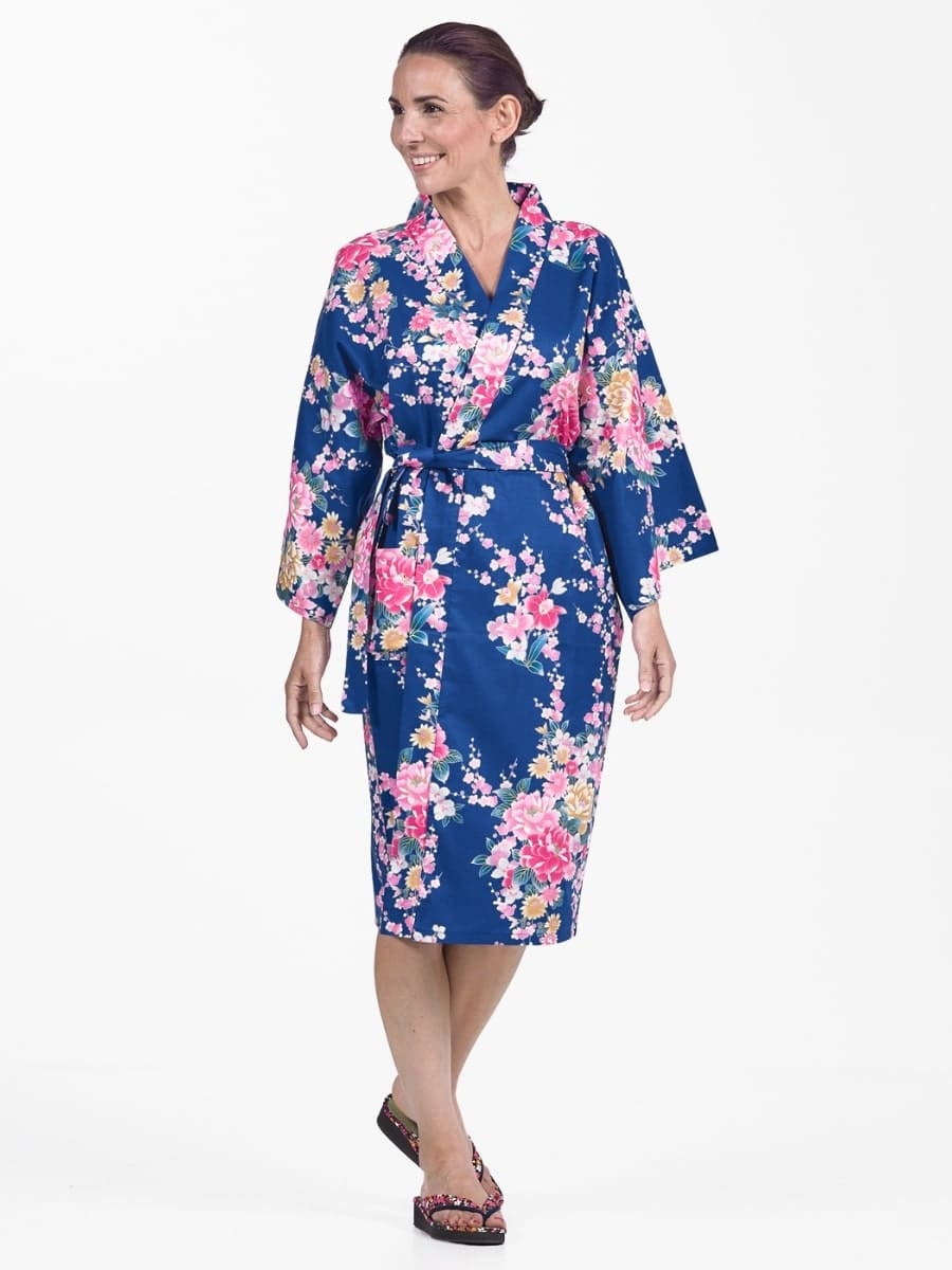 Kimono Happi Kvinna Botan till Uchōran En storlek