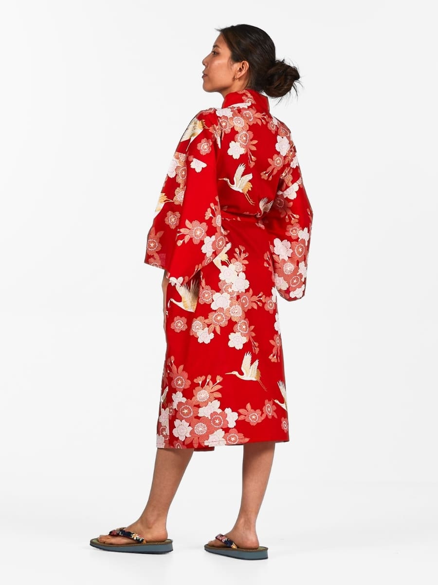 Kimono Happi Kvinna Sakura till Tsuru En storlek
