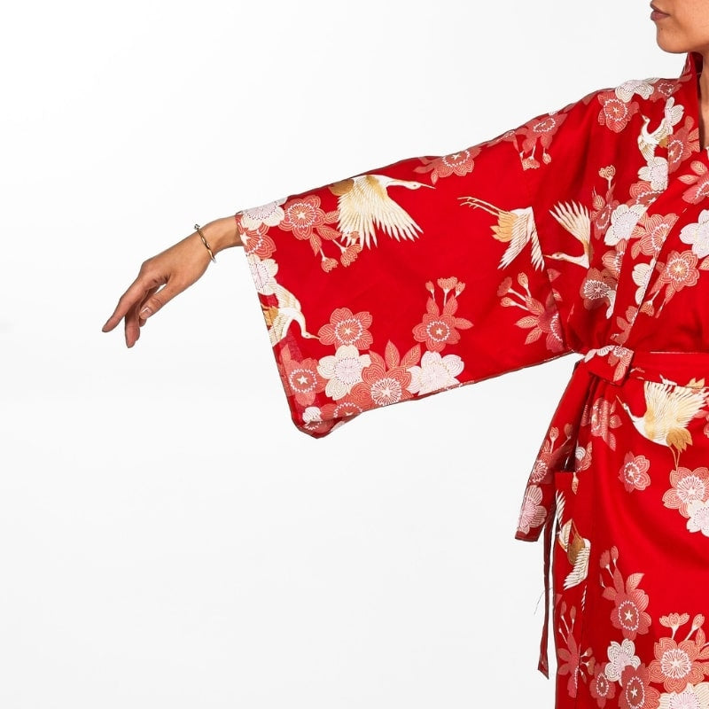 Kimono Happi Kvinna Sakura till Tsuru En storlek