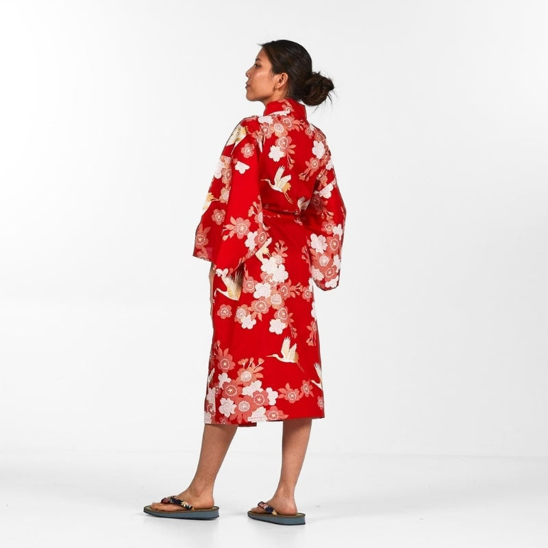 Kimono Happi Kvinna Sakura till Tsuru En storlek