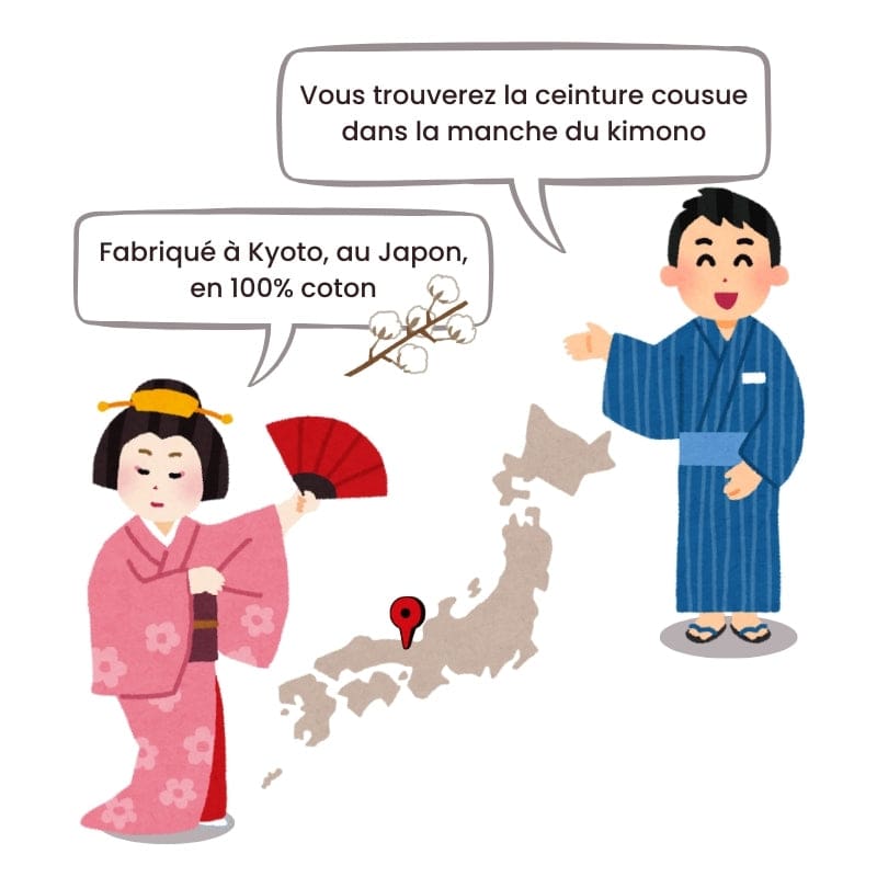Kimono Happi Kvinna Sakura till Tsuru En storlek