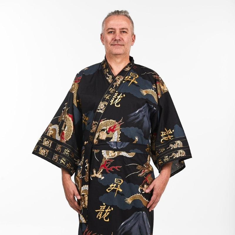 Kimono med japansk drake för män En storlek
