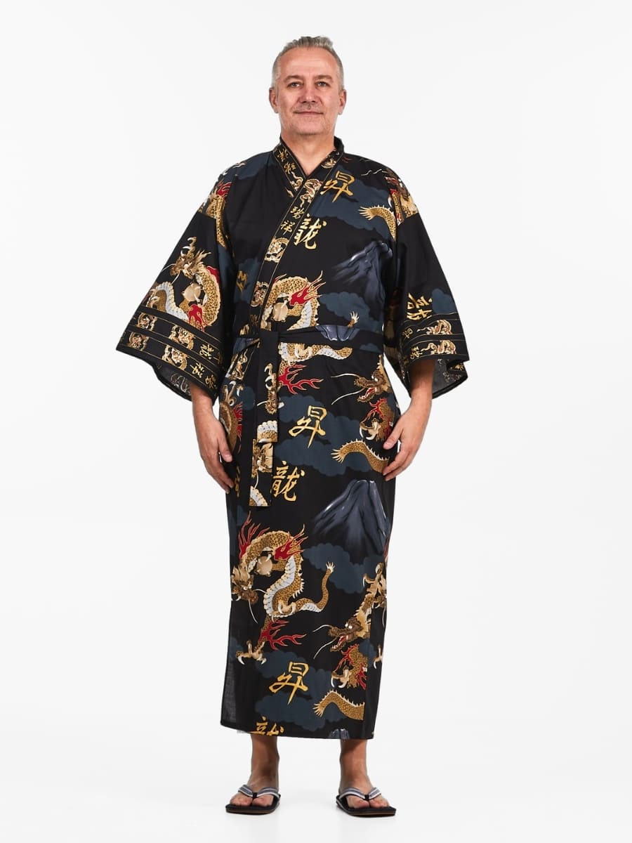 Kimono med japansk drake för män En storlek