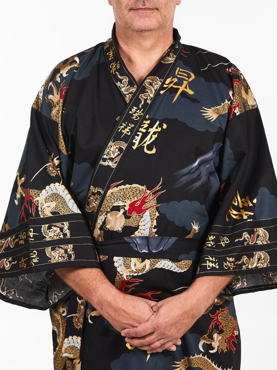 Kimono med japansk drake för män En storlek