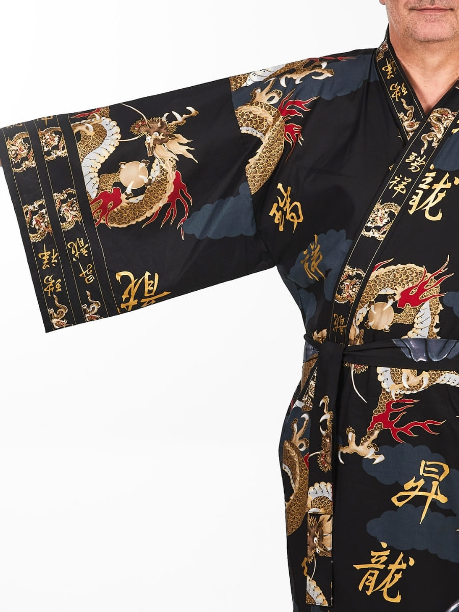 Kimono med japansk drake för män En storlek