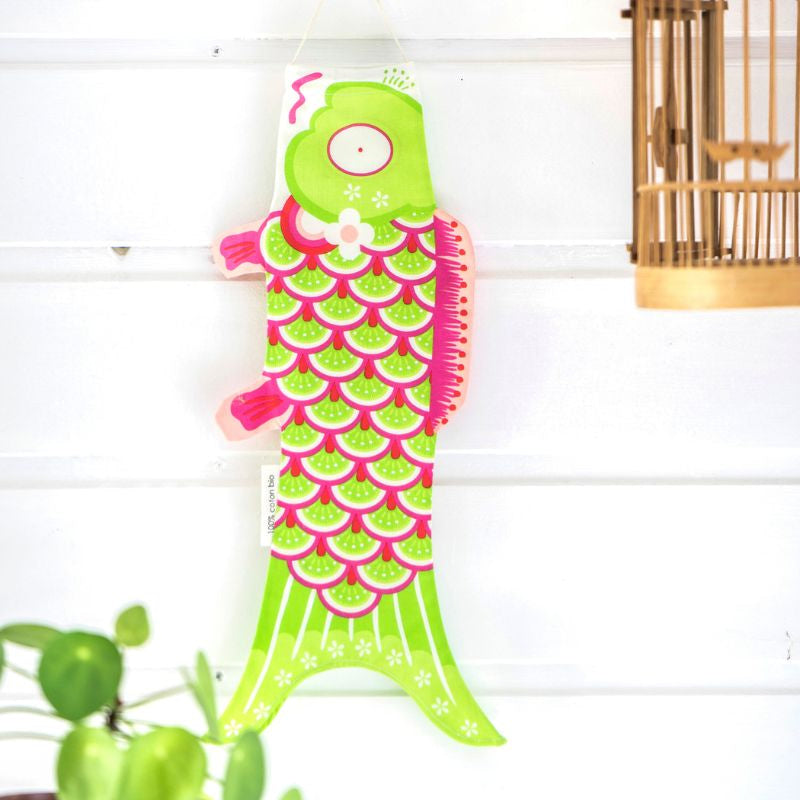 Koinobori Grön & Rosa Mini 45 cm