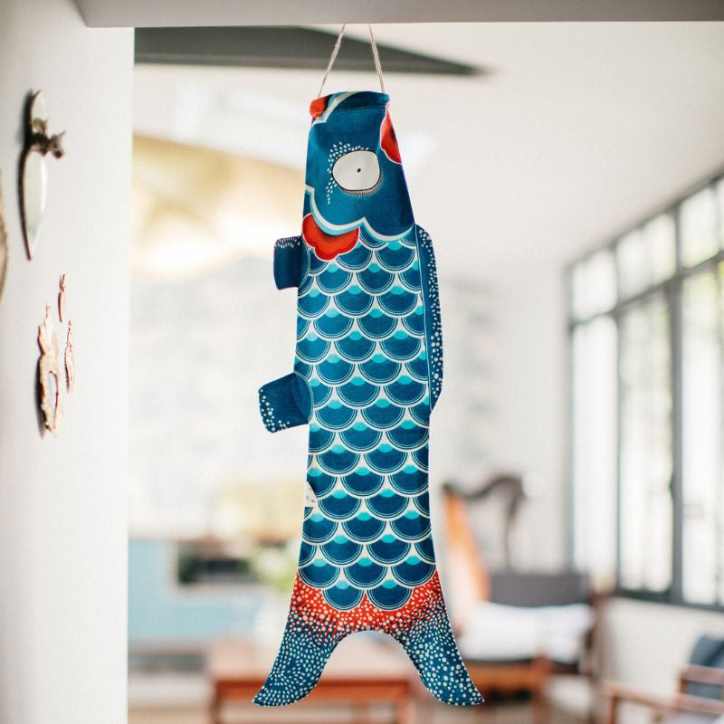 Koinobori Traditionell Blå 70 cm