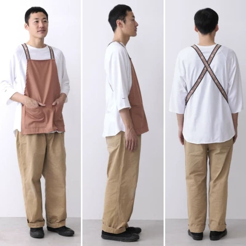 Kort japanskt förkläde - Terracotta