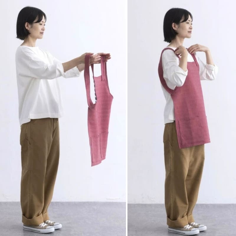 Kort japanskt förkläde - Unisex och rött