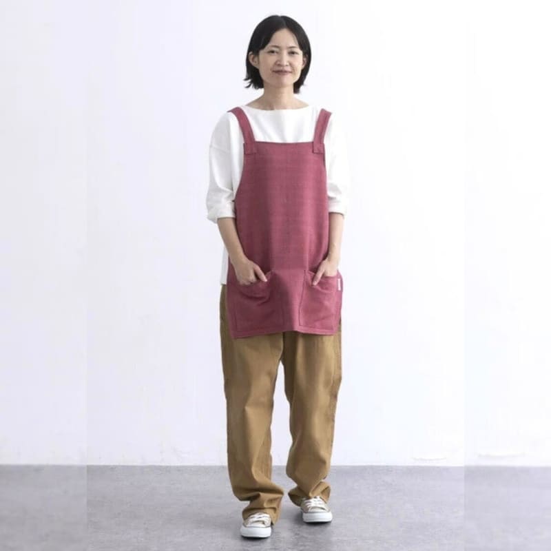 Kort japanskt förkläde - Unisex och rött