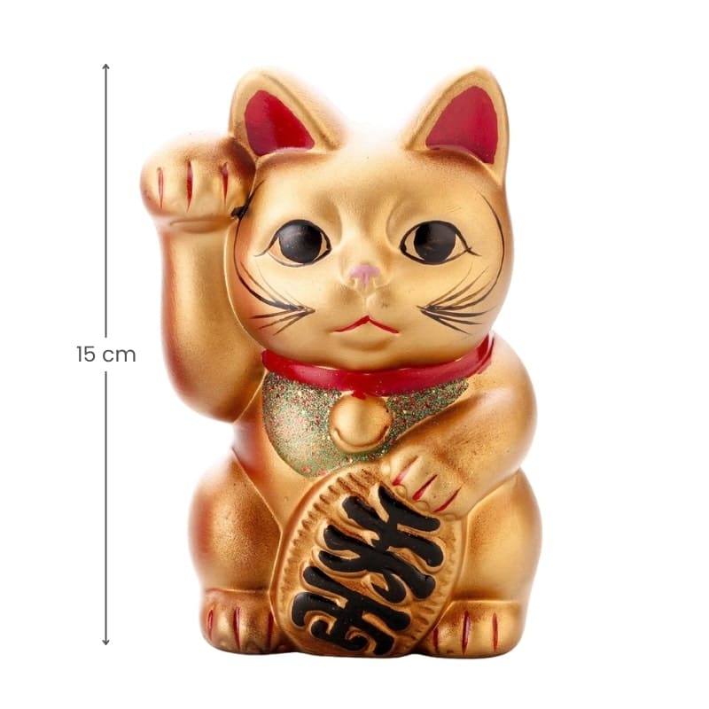 Maneki Neko Gyllene keramik 15 cm