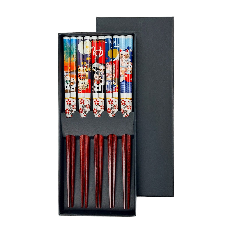 Maneki Neko Japanska ätpinnar Set