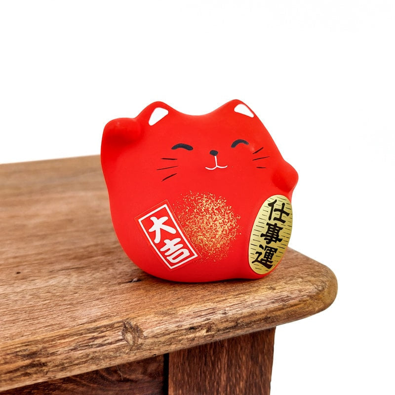 Maneki Neko Rund Röd
