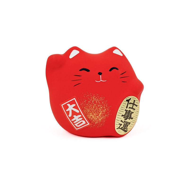 Maneki Neko Rund Röd