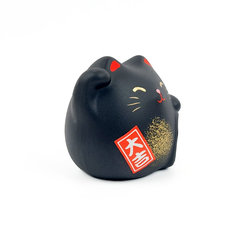 Maneki Neko Rund Svart