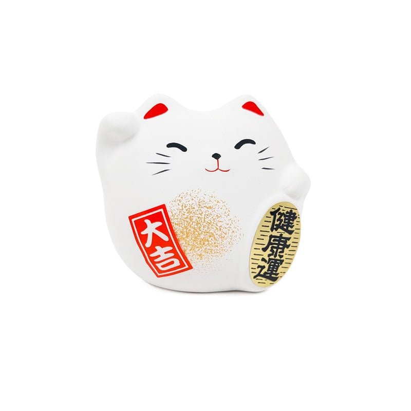 Maneki Neko rund vit