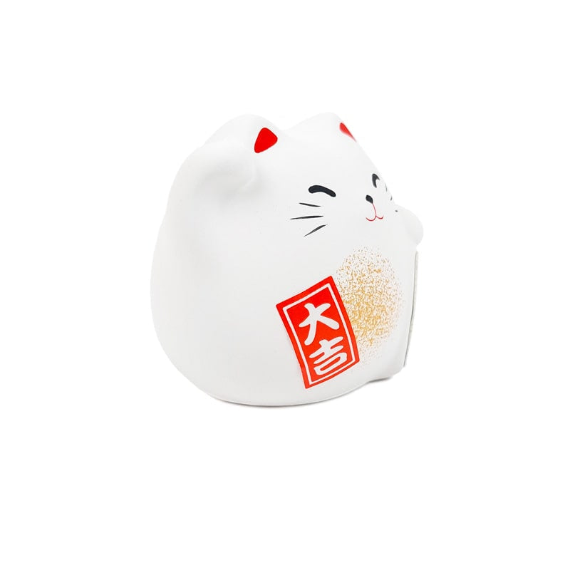 Maneki Neko rund vit