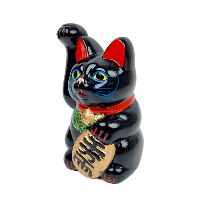 Maneki Neko Svart Seto 13 cm