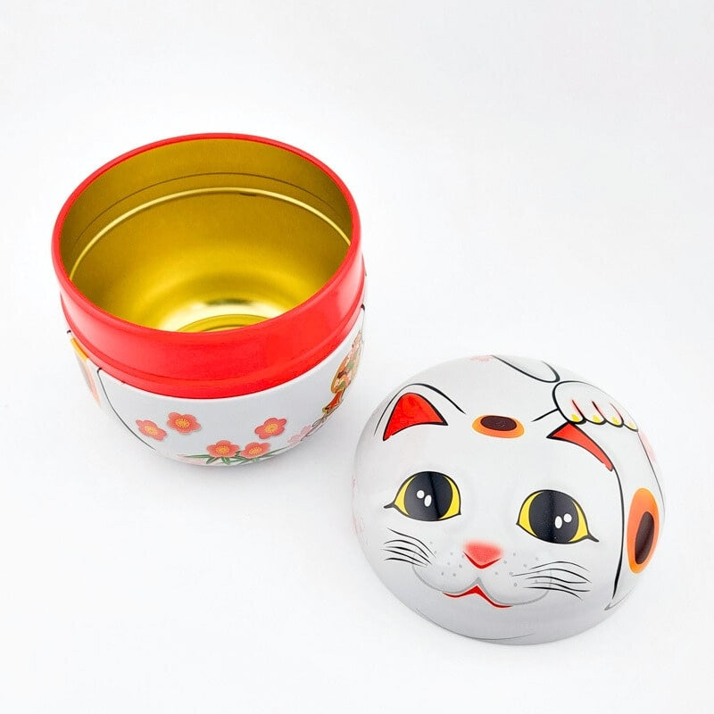 Maneki Neko Teask i vit metall