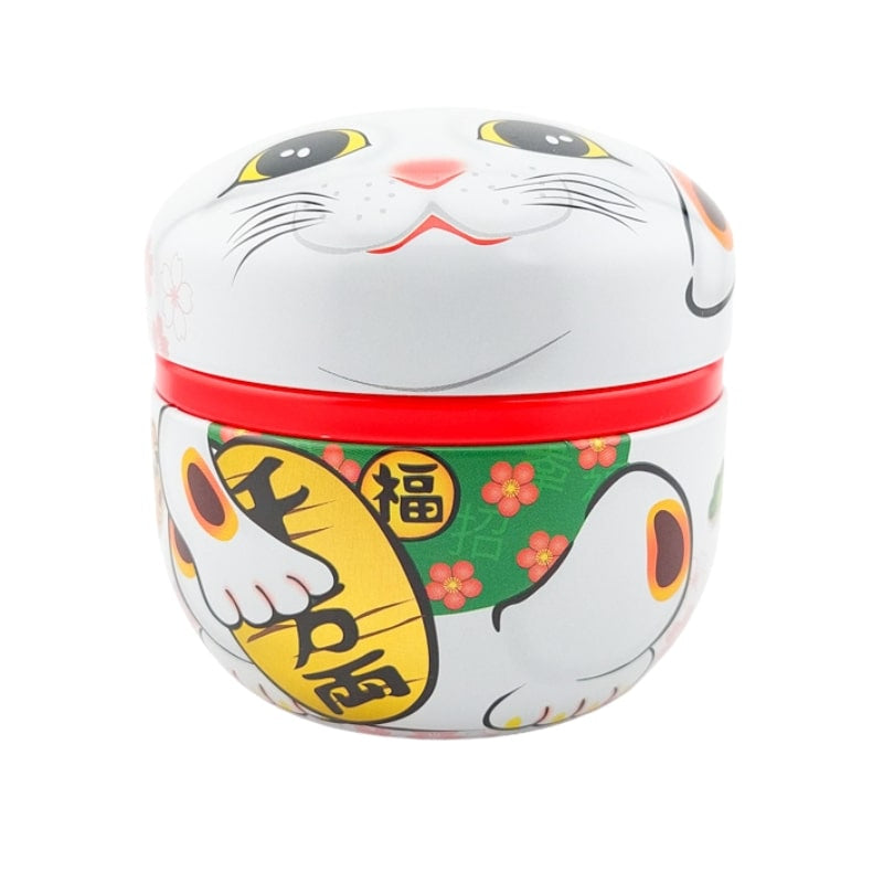 Maneki Neko Teask i vit metall