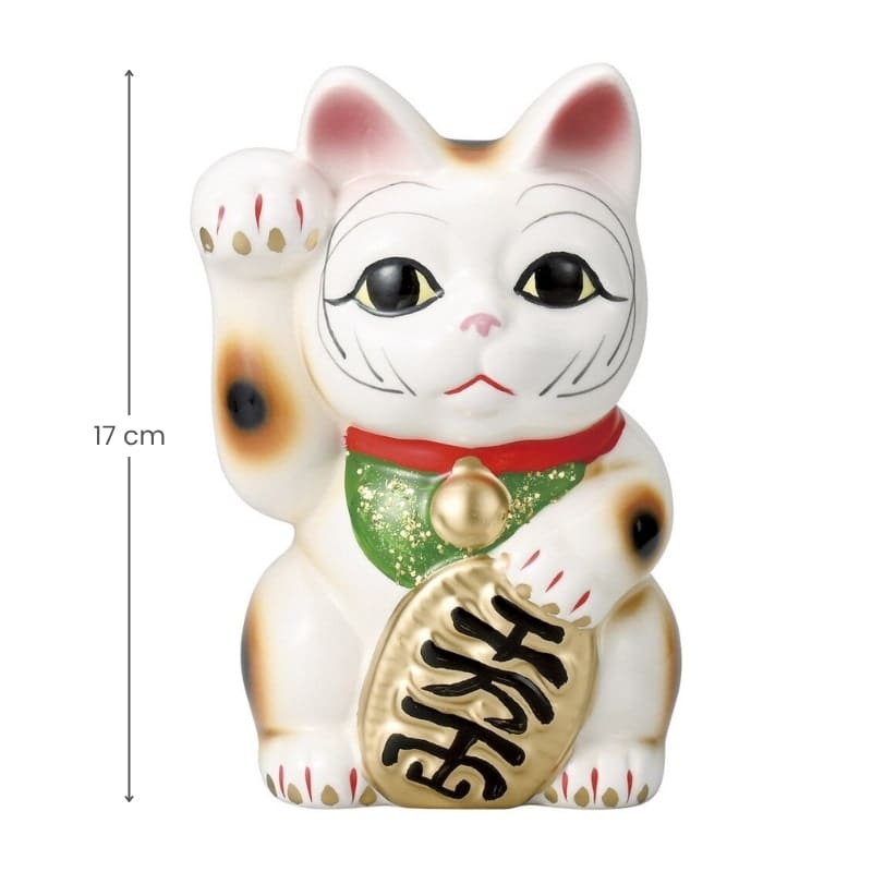 Maneki Neko Vit höger tass 17 cm