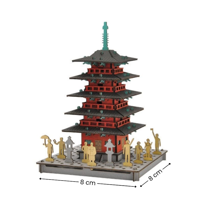 Japansk miniatyrmodell - Röd pagod