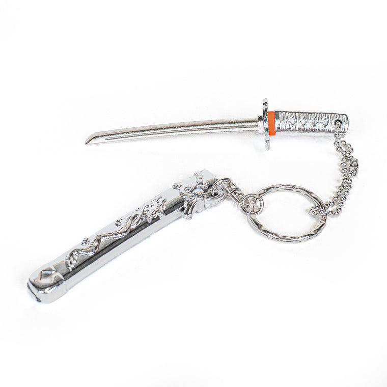 Mini-Katana Nyckelring - Silverfärgad Drake