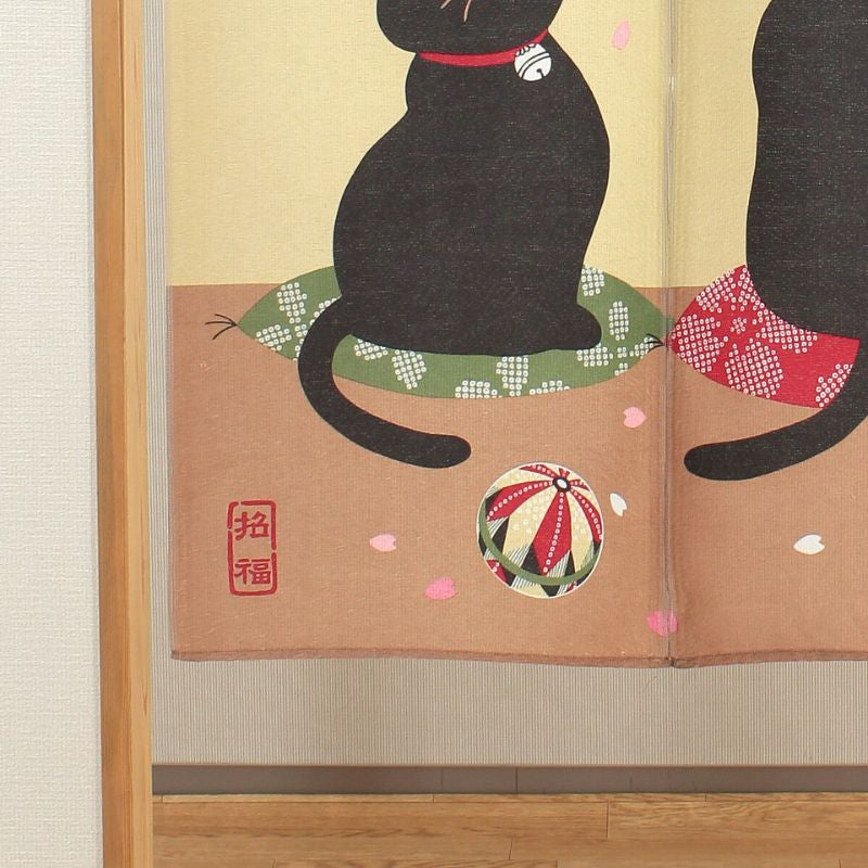 Noren Japansk Sakura Neko 85 x 150 cm